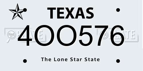 4OO576 Texas License Plate