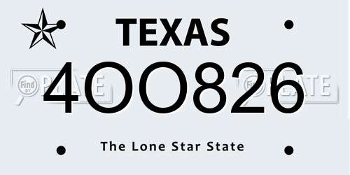 4OO826 Texas License Plate