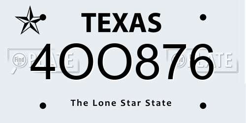 4OO876 Texas License Plate