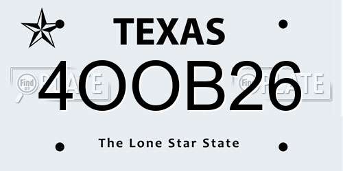 4OOB26 Texas License Plate