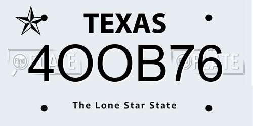 4OOB76 Texas License Plate