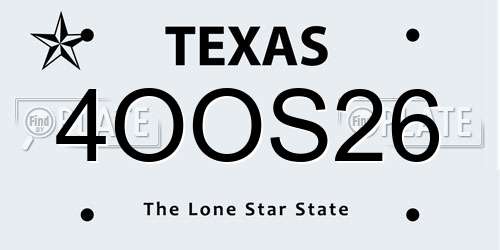 4OOS26 Texas License Plate