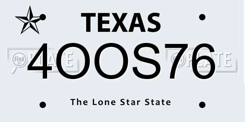 4OOS76 Texas License Plate