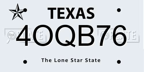 4OQB76 Texas License Plate