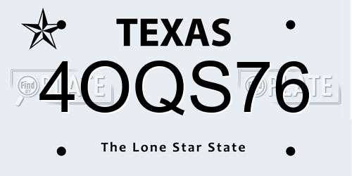 4OQS76 Texas License Plate