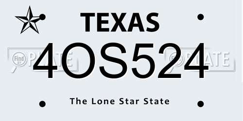 4OS524 Texas License Plate