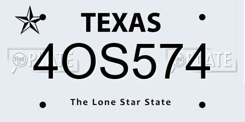 4OS574 Texas License Plate