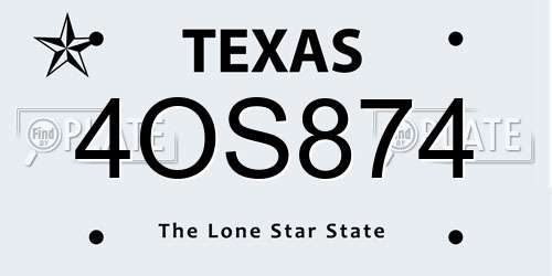 4OS874 Texas License Plate