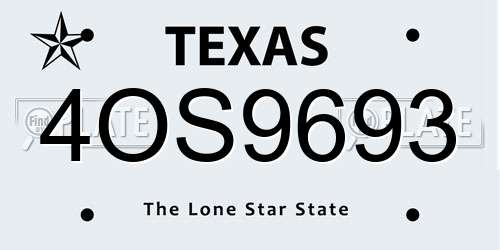 4OS9693 Texas License Plate