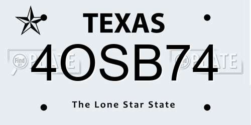 4OSB74 Texas License Plate