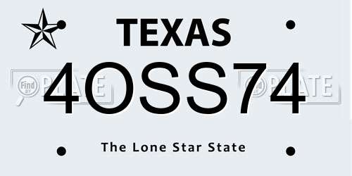 4OSS74 Texas License Plate