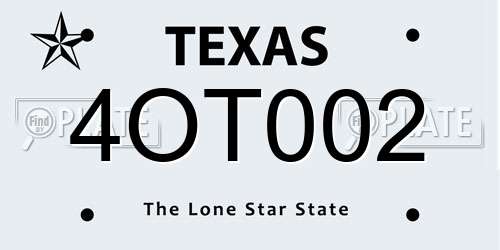 4OT002 Texas License Plate