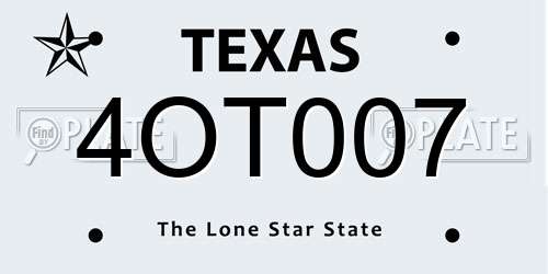 4OT007 Texas License Plate