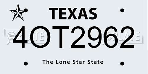 4OT2962 Texas License Plate