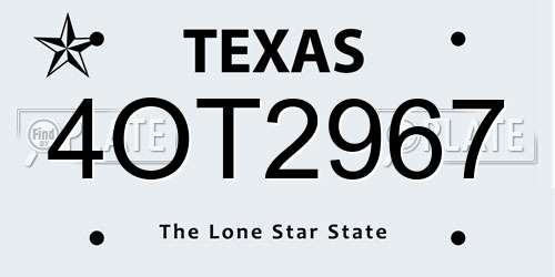 4OT2967 Texas License Plate