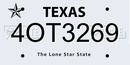4OT3269 Texas License Plate