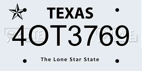 4OT3769 Texas License Plate
