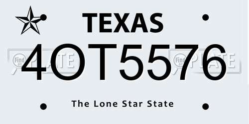 4OT5576 Texas License Plate