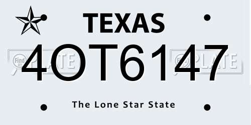 4OT6147 Texas License Plate