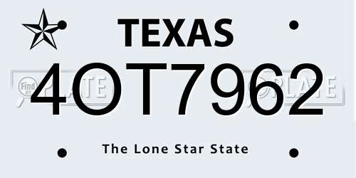 4OT7962 Texas License Plate