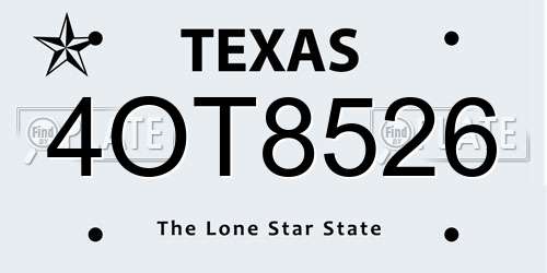 4OT8526 Texas License Plate