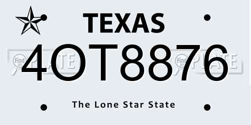 4OT8876 Texas License Plate