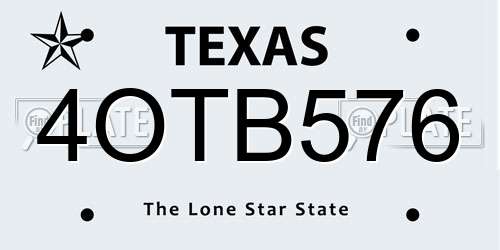 4OTB576 Texas License Plate