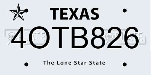 4OTB826 Texas License Plate