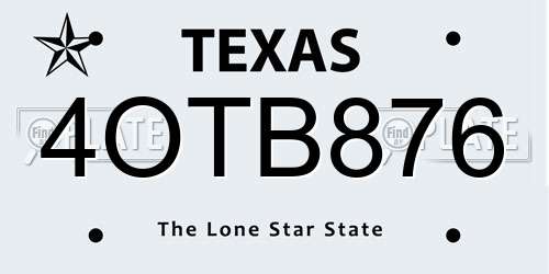 4OTB876 Texas License Plate