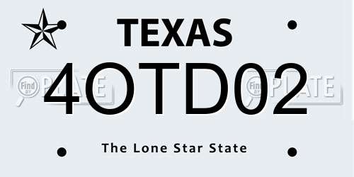 4OTD02 Texas License Plate