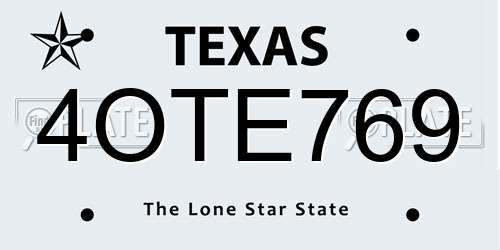 4OTE769 Texas License Plate