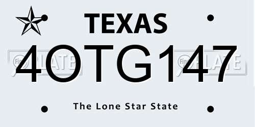 4OTG147 Texas License Plate