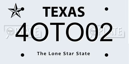 4OTO02 Texas License Plate