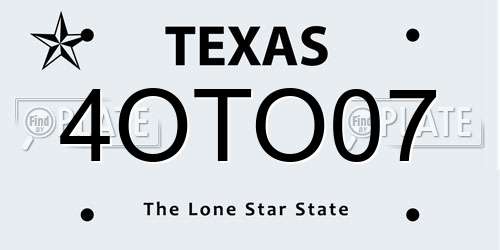 4OTO07 Texas License Plate