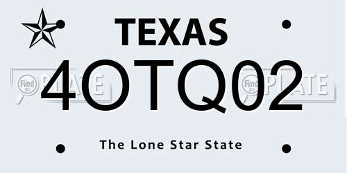 4OTQ02 Texas License Plate