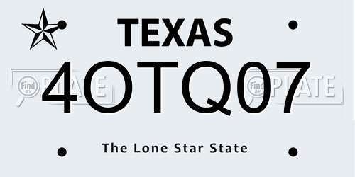 4OTQ07 Texas License Plate