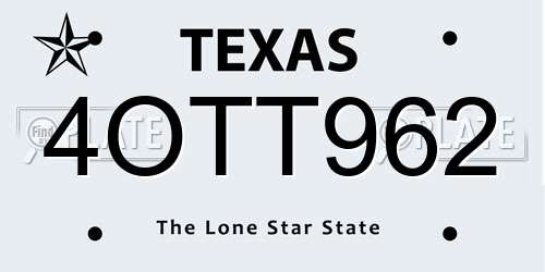 4OTT962 Texas License Plate
