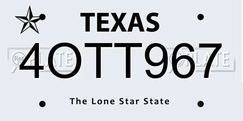 4OTT967 Texas License Plate