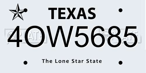 4OW5685 Texas License Plate