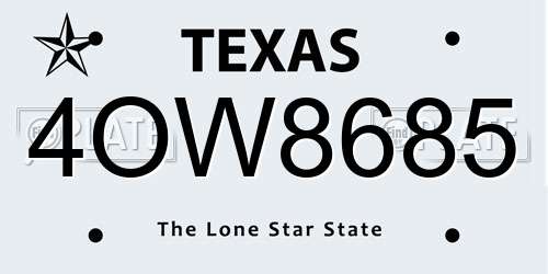 4OW8685 Texas License Plate