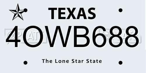 4OWB688 Texas License Plate