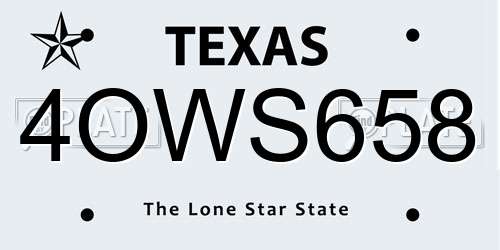 4OWS658 Texas License Plate