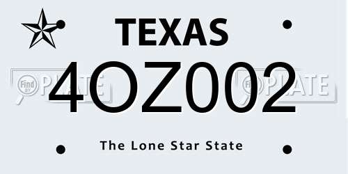 4OZ002 Texas License Plate