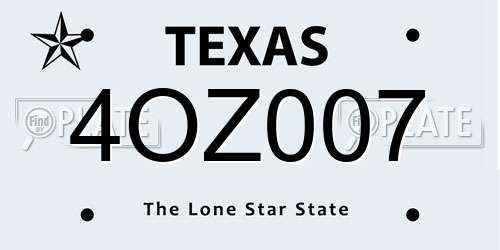 4OZ007 Texas License Plate