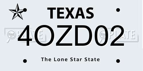 4OZD02 Texas License Plate