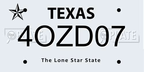 4OZD07 Texas License Plate