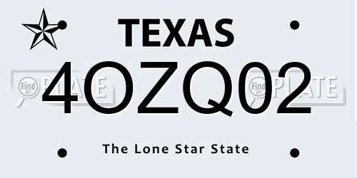 4OZQ02 Texas License Plate