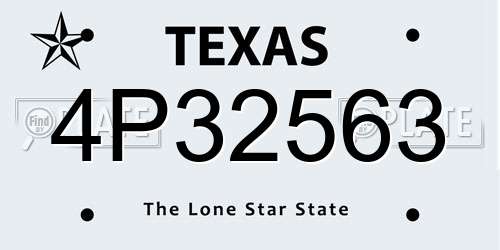 4P32563 Texas License Plate