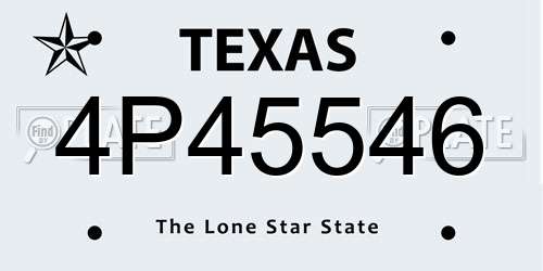 4P45546 Texas License Plate