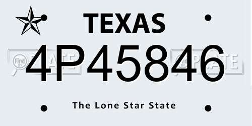 4P45846 Texas License Plate